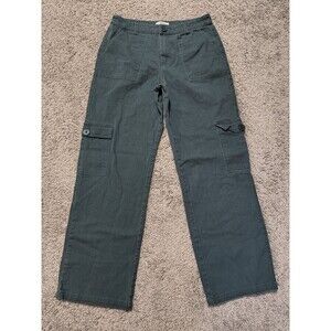 Forever 21 Utility Cargo Jeans Size 27 Green Wide Leg Oversized Pockets Y2K